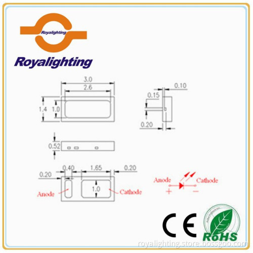 Good price 3014smd UV LED chip 20mA 365nm-370nm UV LED 3.0*1.4*0.8mm